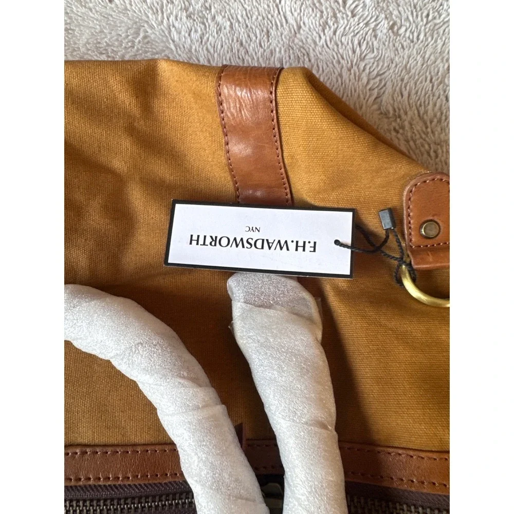 FH Wadsworth NYC Buffalo Bills Canvas Leather Duffel Bag Brown Travel Weekender